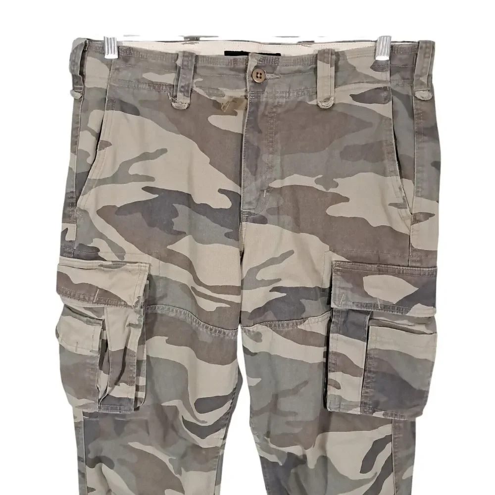 Vtg Abercrombie Fitch Camo Military Cargo Slim Straight Paratrooper Pants Men 32